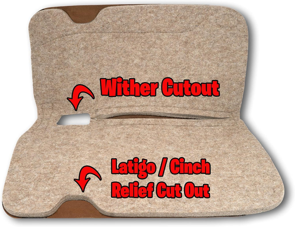 The Montana 100% Extra Fine Wool Made in the USA Saddle Pad by Southwestern 3/4" or 1" Thick and Designer Wear Leather