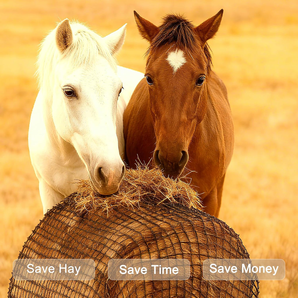 5x5ft Round Bale Hay Net for Horses Slow Feed, Knotless Feeder