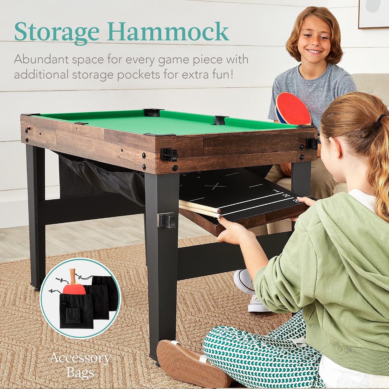 Combo Game Table Set for Home, Game Room, Friends & Family w/Ping Pong, Foosball, Basketball, Air Hockey, Archery