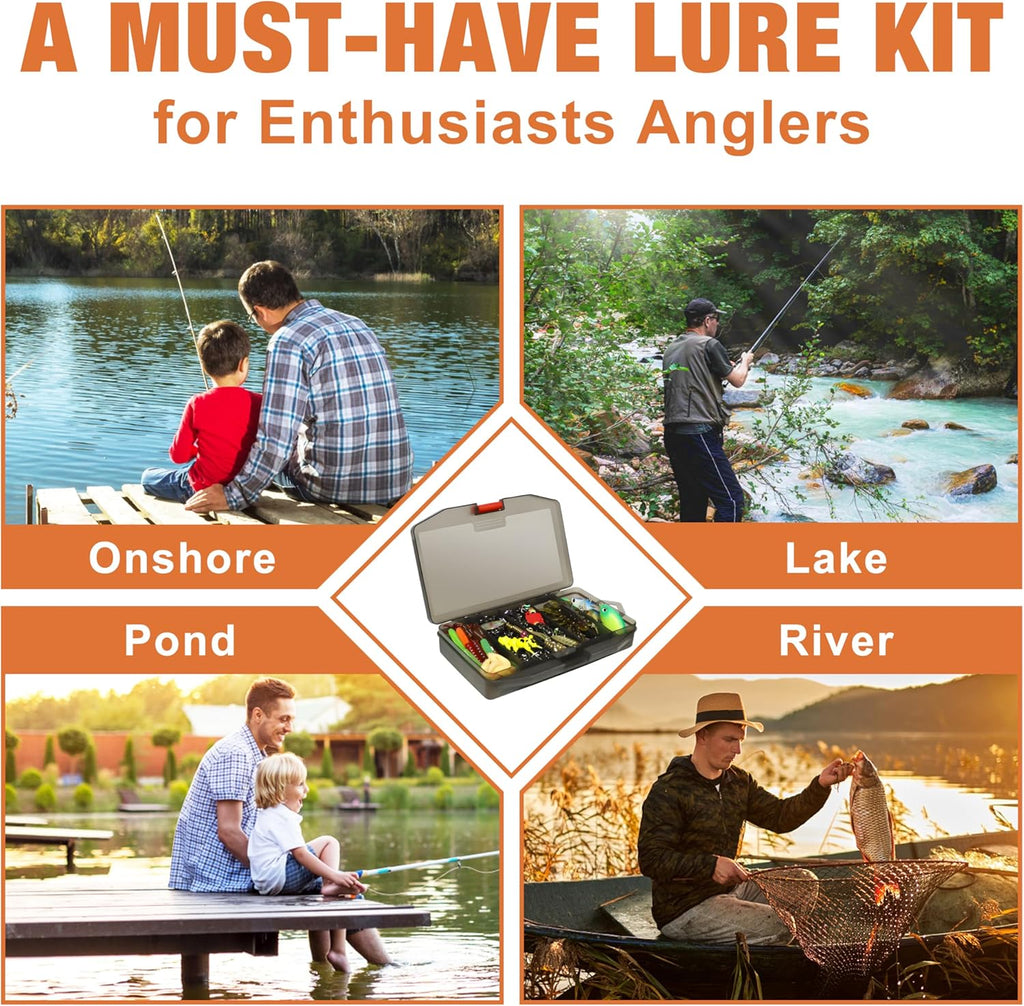 Complete Fishing Accessories - Tackle Box with Tackle Included, Fishing Hooks, Jig Heads, Sinkers, Weights, Swivels