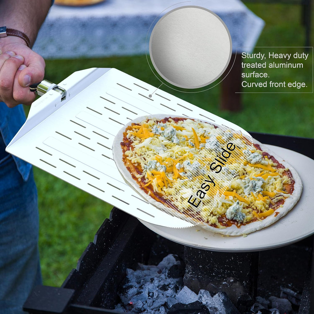 12-Inch Aluminum Pizza Peel with Long Foldable Handle