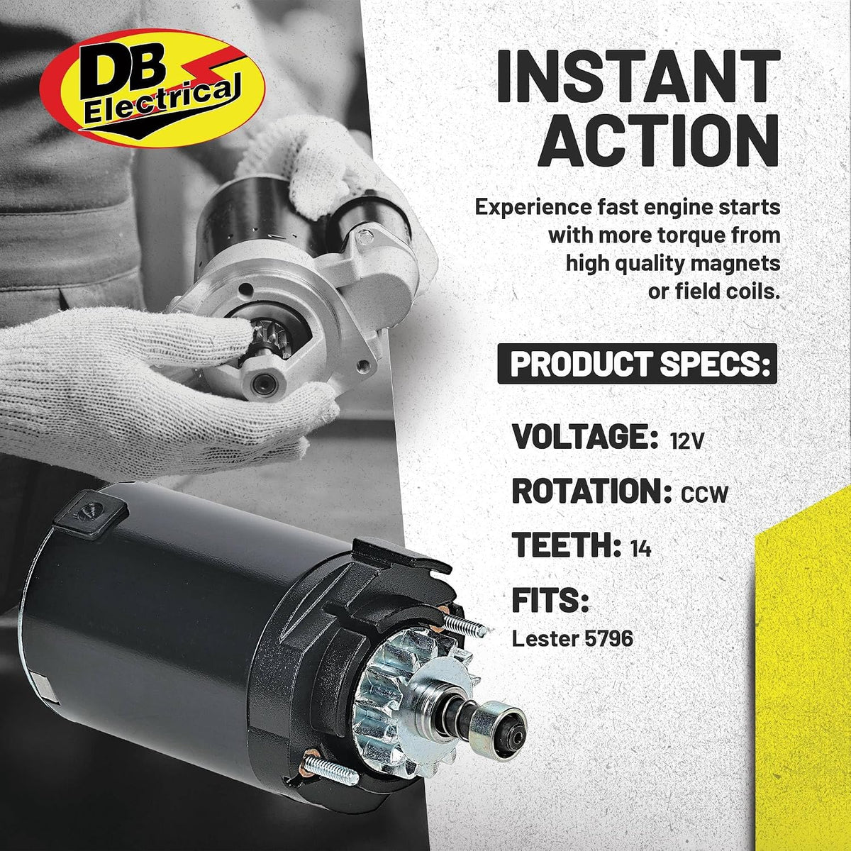 DB Electrical 410-21112 Starter Compatible with/Replacement for Cub Cadet 13WX93AT009 13WX93AT010 13WX93AT056 13WX93AT210, Craftsman 917275661, Kohler SV470 SV471 SV480 SV530, 12V CCW Teeth 14
