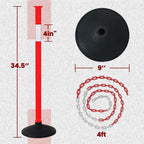Traffic Delineator Post with Weighted Base & Reflective Collars, Adjustable Parking Cones with 4 FT Chains, Portable
