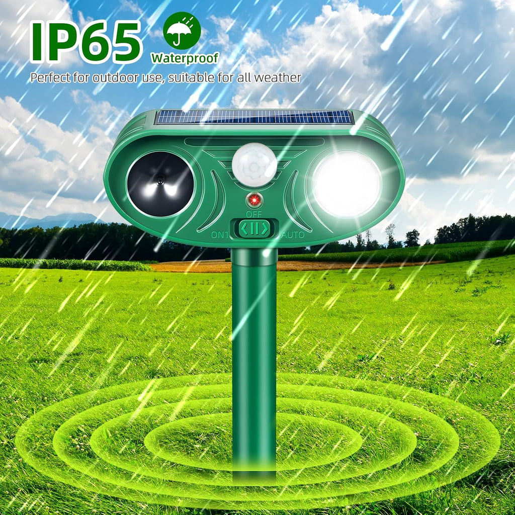 2026 Upgraded 4-Pack Ultrasonic Solar Animal Repellent Outdoor for Yard | Deer Repellent Raccoon Deterrent Outdoor