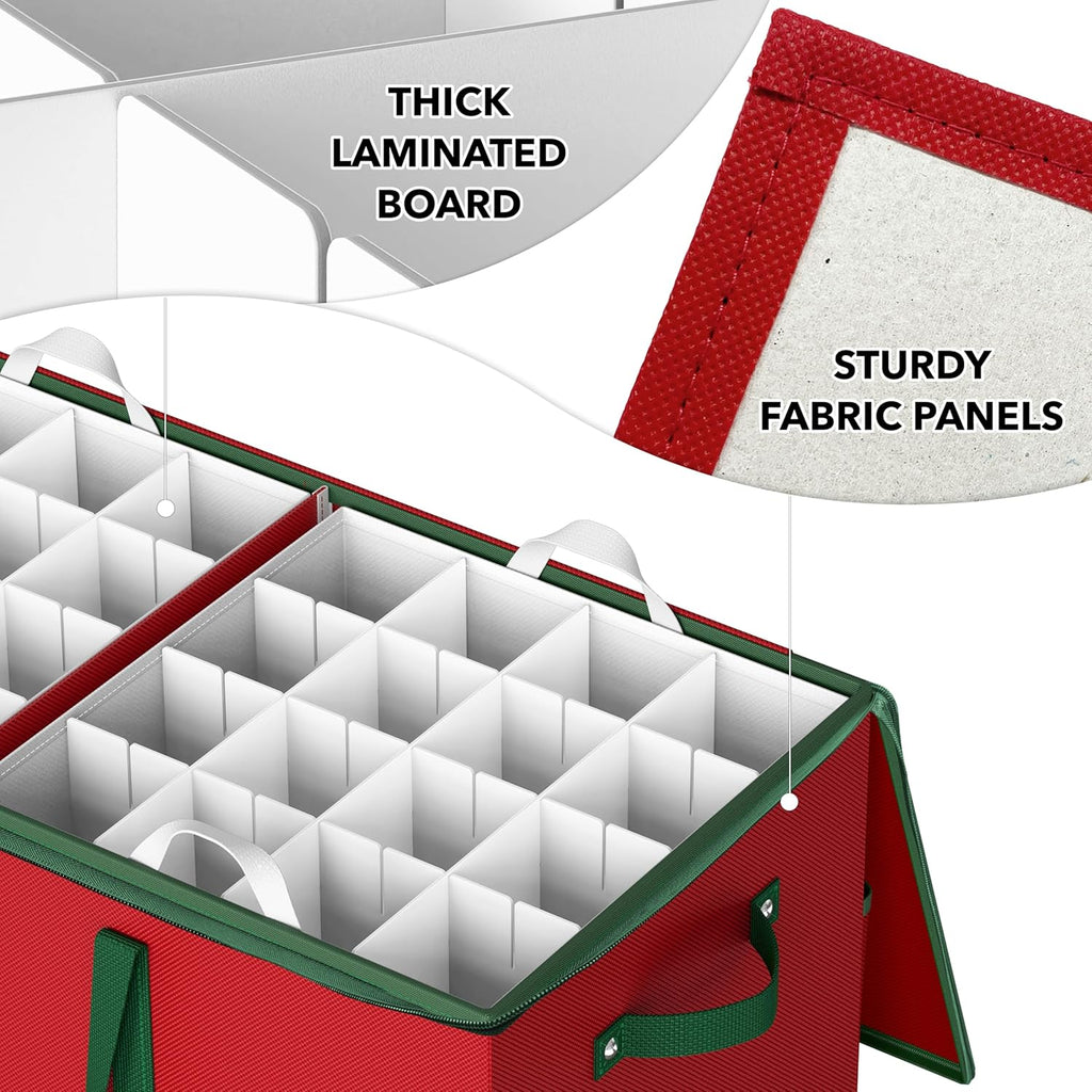 128 Christmas Ornament Storage Box with Adjustable Divider | Heavy-Duty
