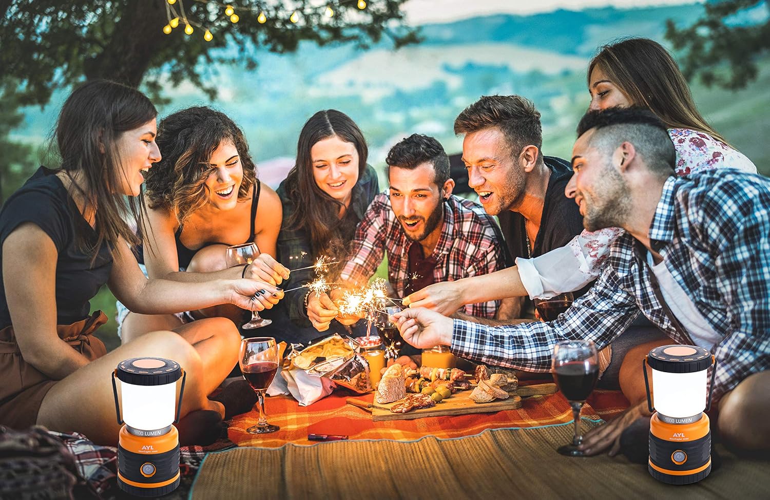 LED Camping Lantern, Battery Powered LED 1800LM, 4 Camping Lights Modes, Perfect Lantern Flashlight for Hurricane