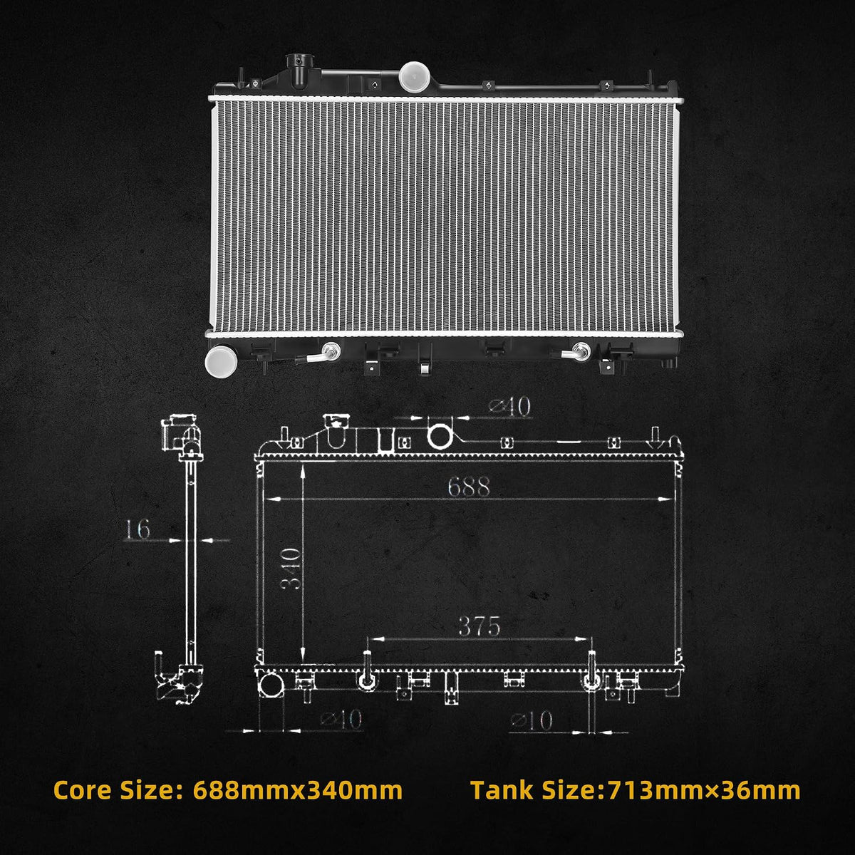 DWVO Complete Radiator Compatible with 2005-2014 Subaru Outback 2.5i