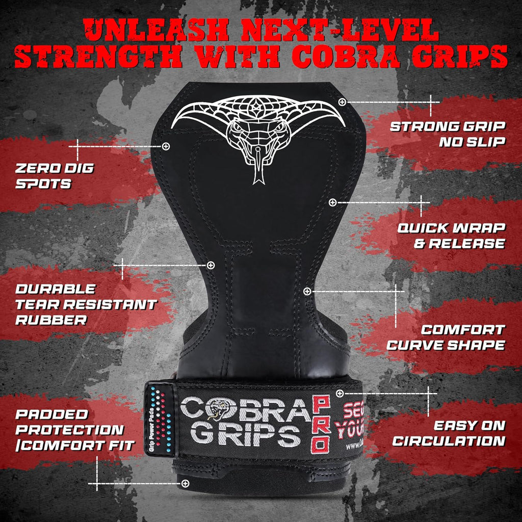 Cobra Grips Weight Lifting Gloves with Adjustable Neoprene Padded Wrist Wraps - Heavy Duty Alternative to Power
