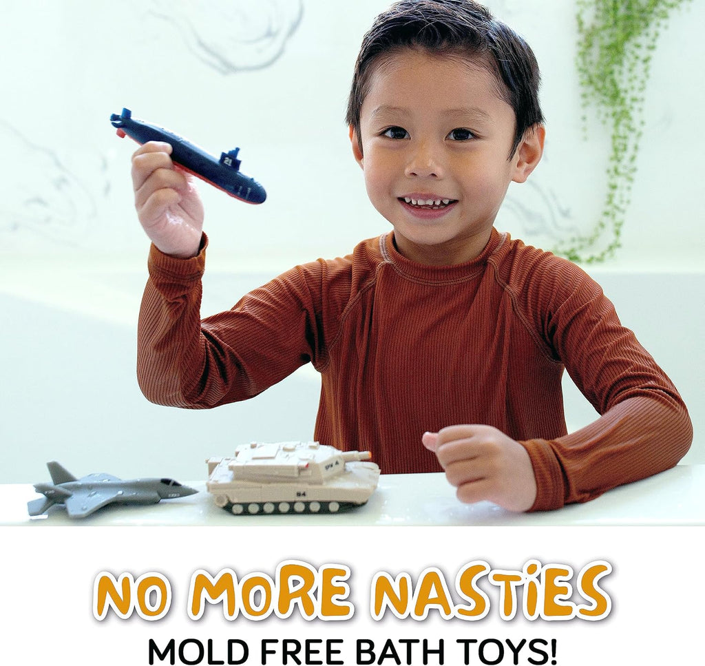 Bath Toys for Kids Ages 4-8, Kids Bath Toys for Boys, Mold Free No Hole Sealed, Soft Durable Army Play Set Submarine