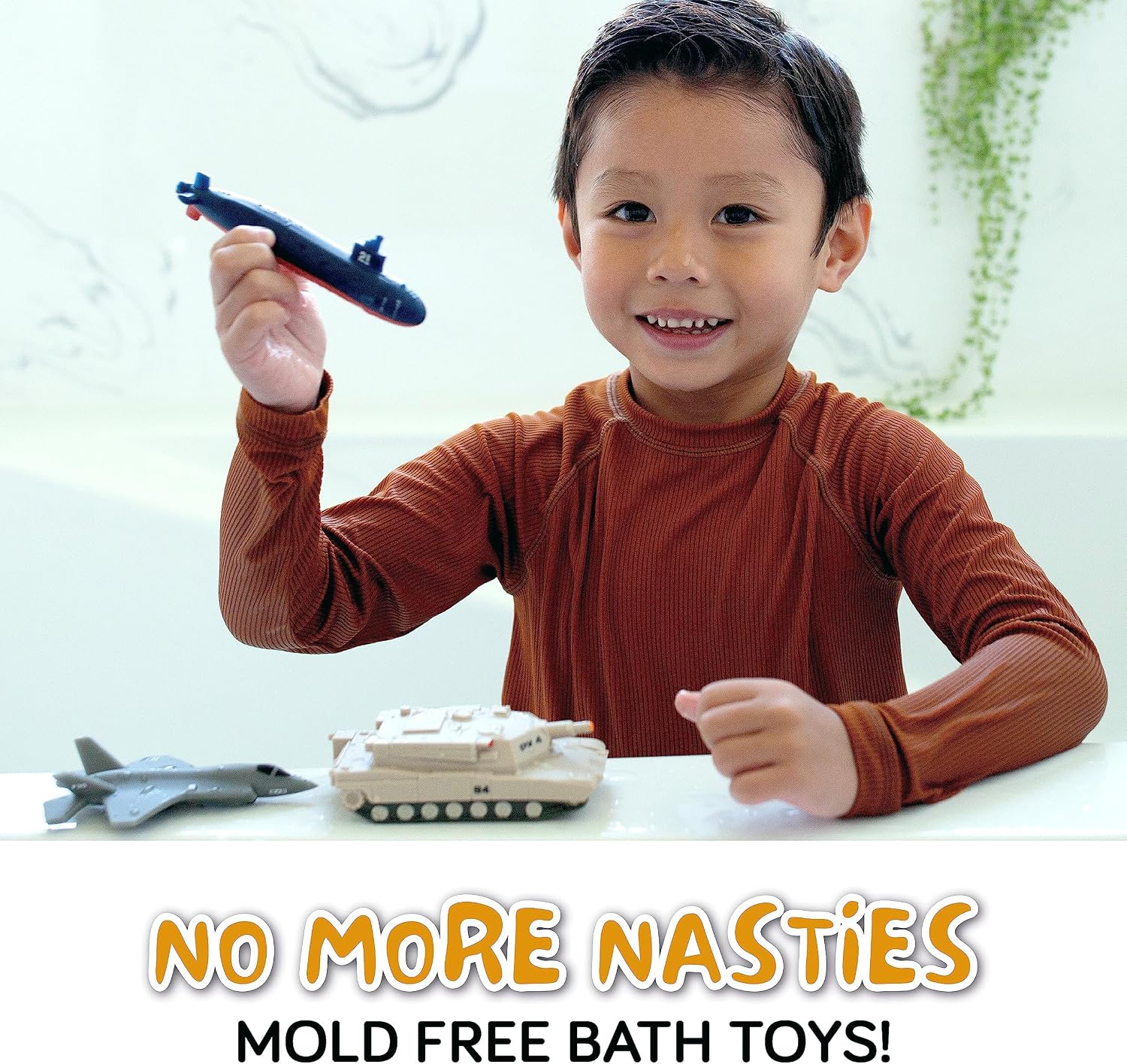 Bath Toys for Kids Ages 4-8, Kids Bath Toys for Boys, Mold Free No Hole Sealed, Soft Durable Army Play Set Submarine