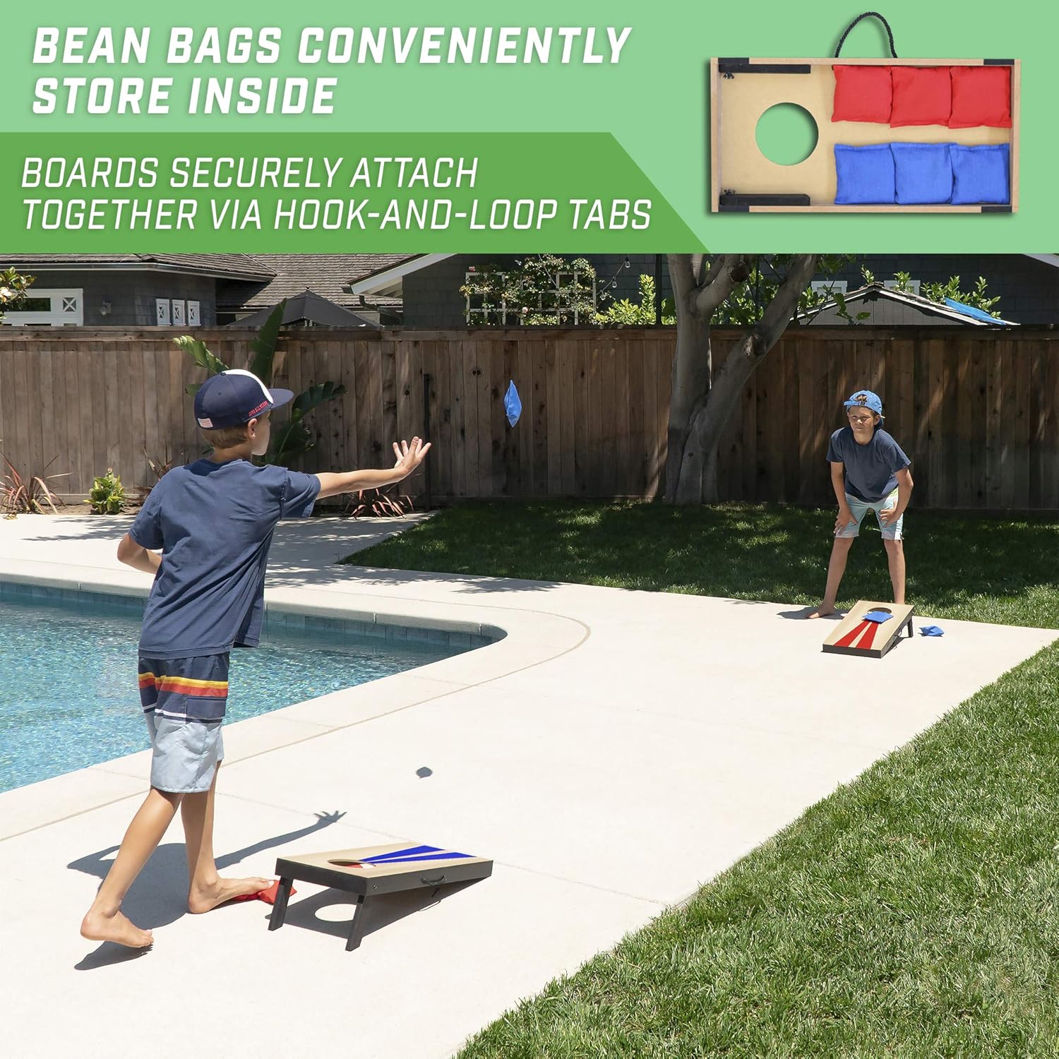 2 ft x 1 ft Portable Size Cornhole Set - Ready To Play with 6 Bean Bags and 2 Conrhole Boards - Great for Indoor