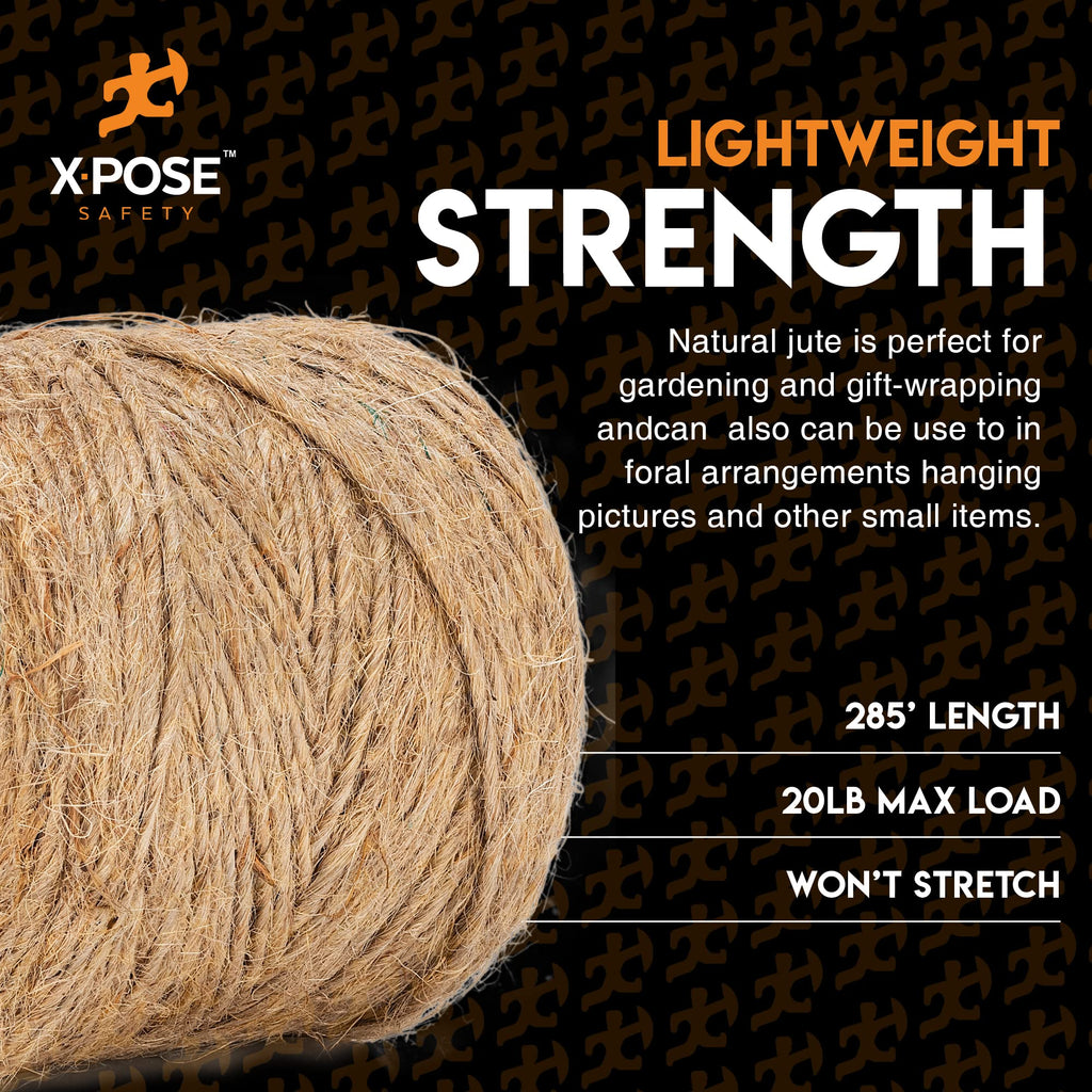 Jute Twine - 2 Ply Brown Roll 338 Feet Natural Jute String for Crafts, Packaging, Wrapping, Decorative Rope Cord for