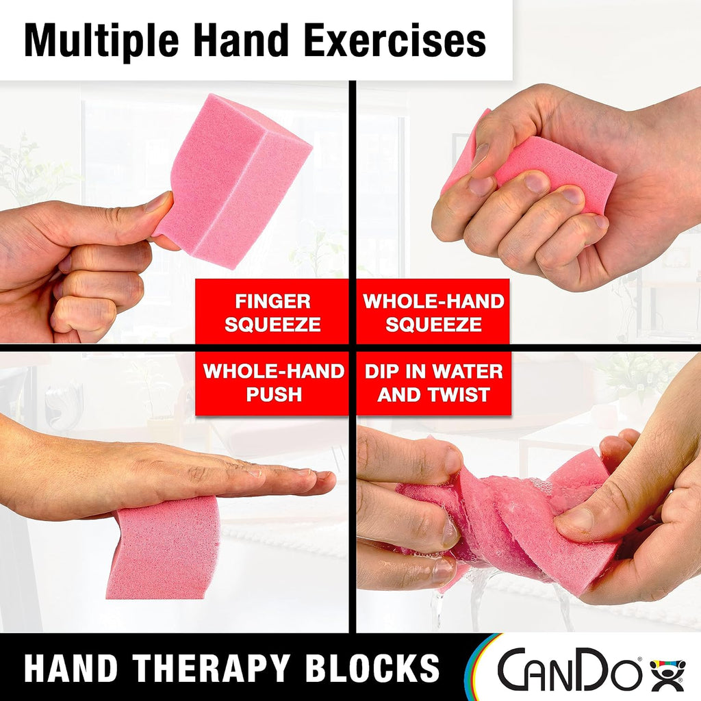 Hand Therapy Blocks - Extra-Soft Through Firm), Pack of 12 - Grip Strengthening Foam Hand Exercise Tools for Physical