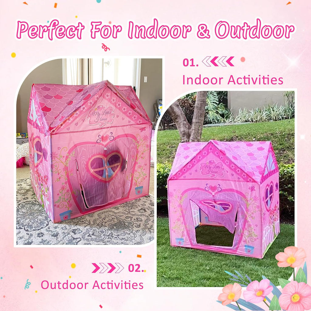 Kids Princess Castle Tent for 2-3 Kids Indoor/Outdoor Playhouse for Toddlers Polyvinyl Chloride PVC 1 pcs Foldable