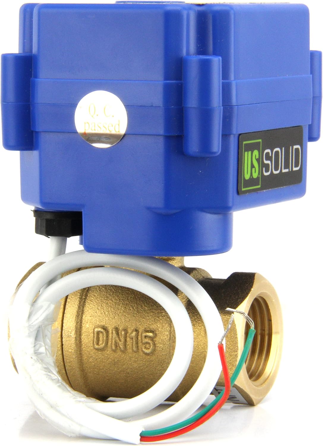 U.S. Solid Motorized Ball Valve- 3/4" Brass Ball Valve with Standard Port, 9-24V AC/DC and 2 Wire Auto Return Setup