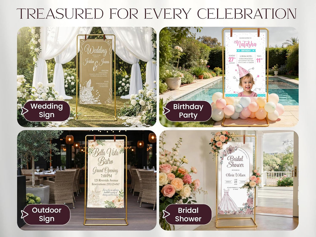 Adjustable wedding welcome sign stand - Customizable design bundle for linen sign stand - wedding sign holder