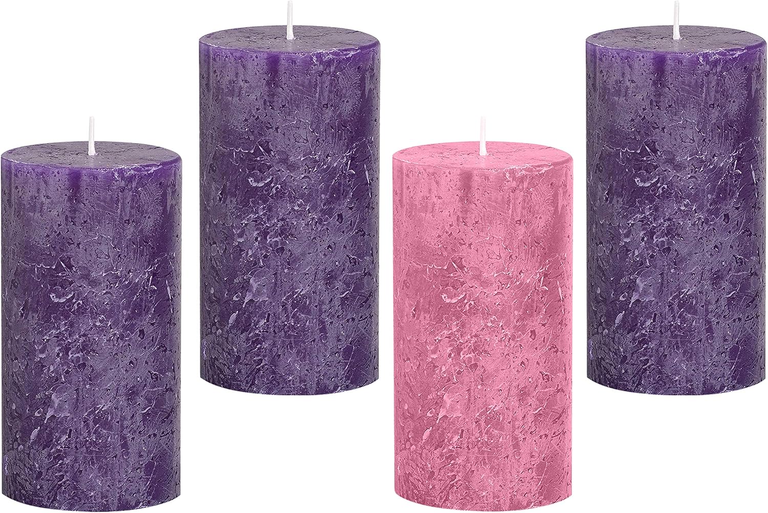 Advent Candle Set of 4 - Rustic Pillar Advent Candles - Made in The USA - Christmas Advent Candles for Advent Rings