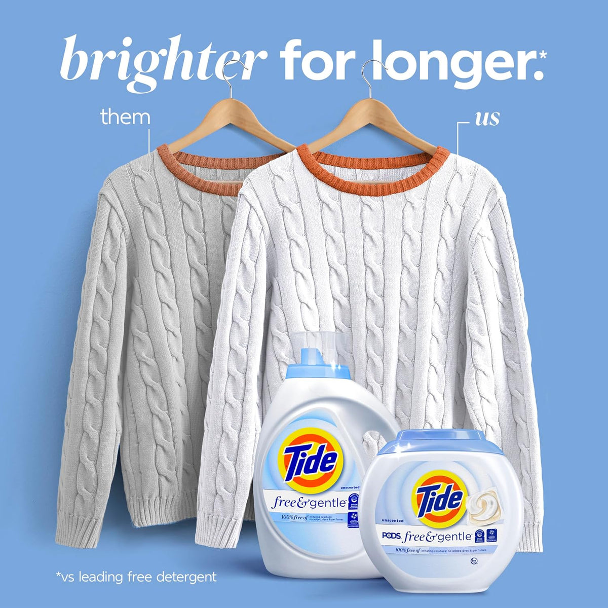 Free & Gentle Liquid Laundry Detergent, 100 Loads, 132 fl oz, Tide Laundry Detergent, Clean Laundry Detergent