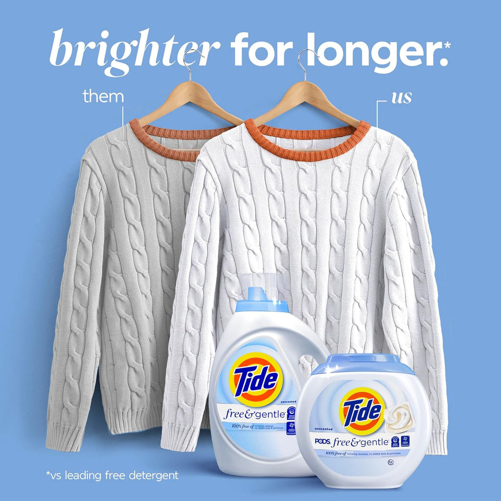 Free & Gentle Liquid Laundry Detergent, 80 Loads, 105 fl oz, Tide Laundry Detergent, Clean Laundry Detergent