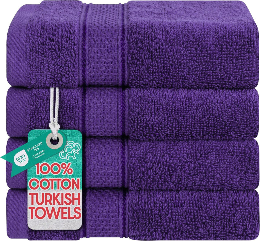Salem Washcloth Sets, 4 Piece Luxury 600 GSM 100% Cotton Washcloths for Bathroom, 13x13 inches Washrags Premium
