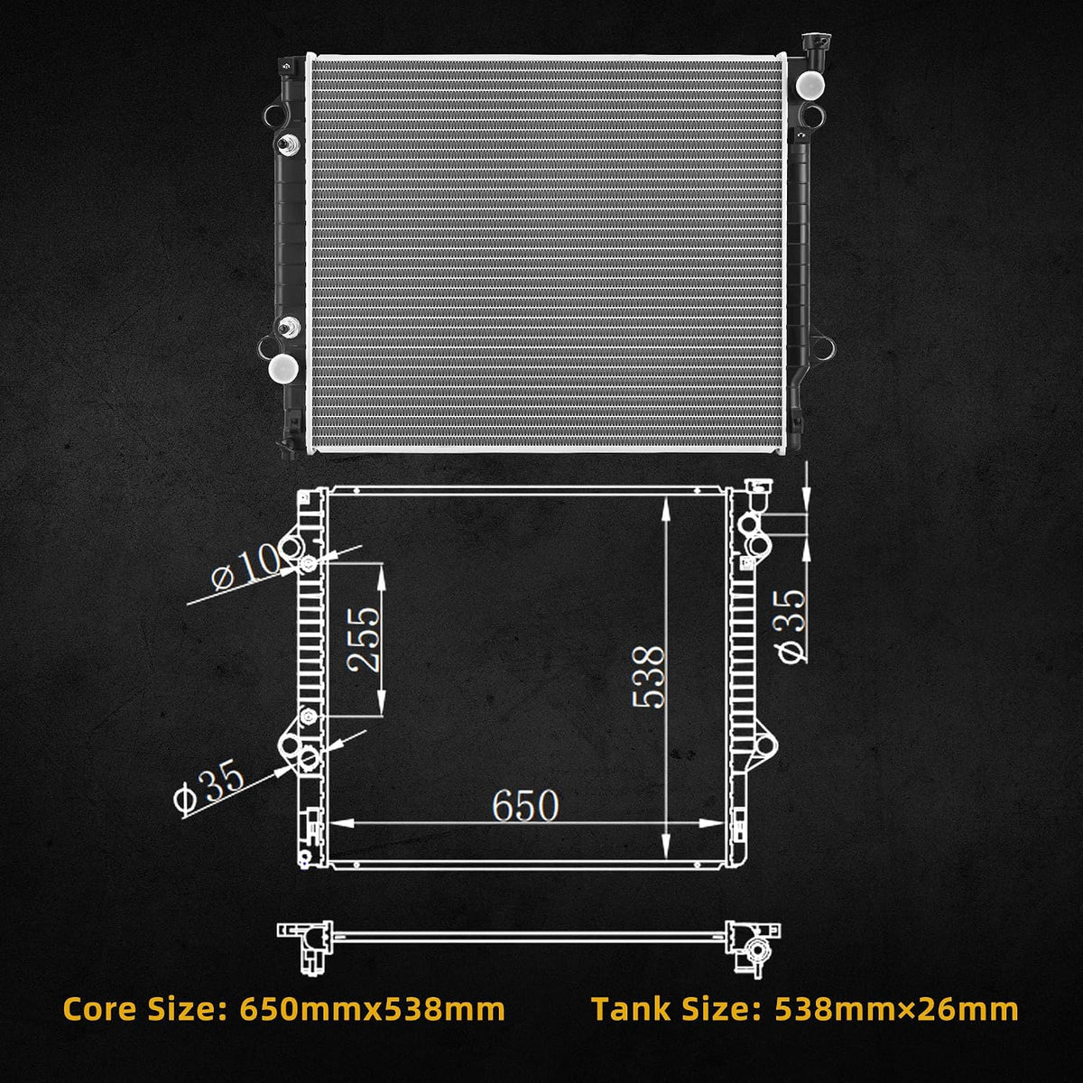 DWVO Complete Radiator Compatible with 2016-2019 2021-2023 Toyota Tacoma