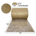 24" x 125' Small 3/16" Kraft-Backed Bubble Roll