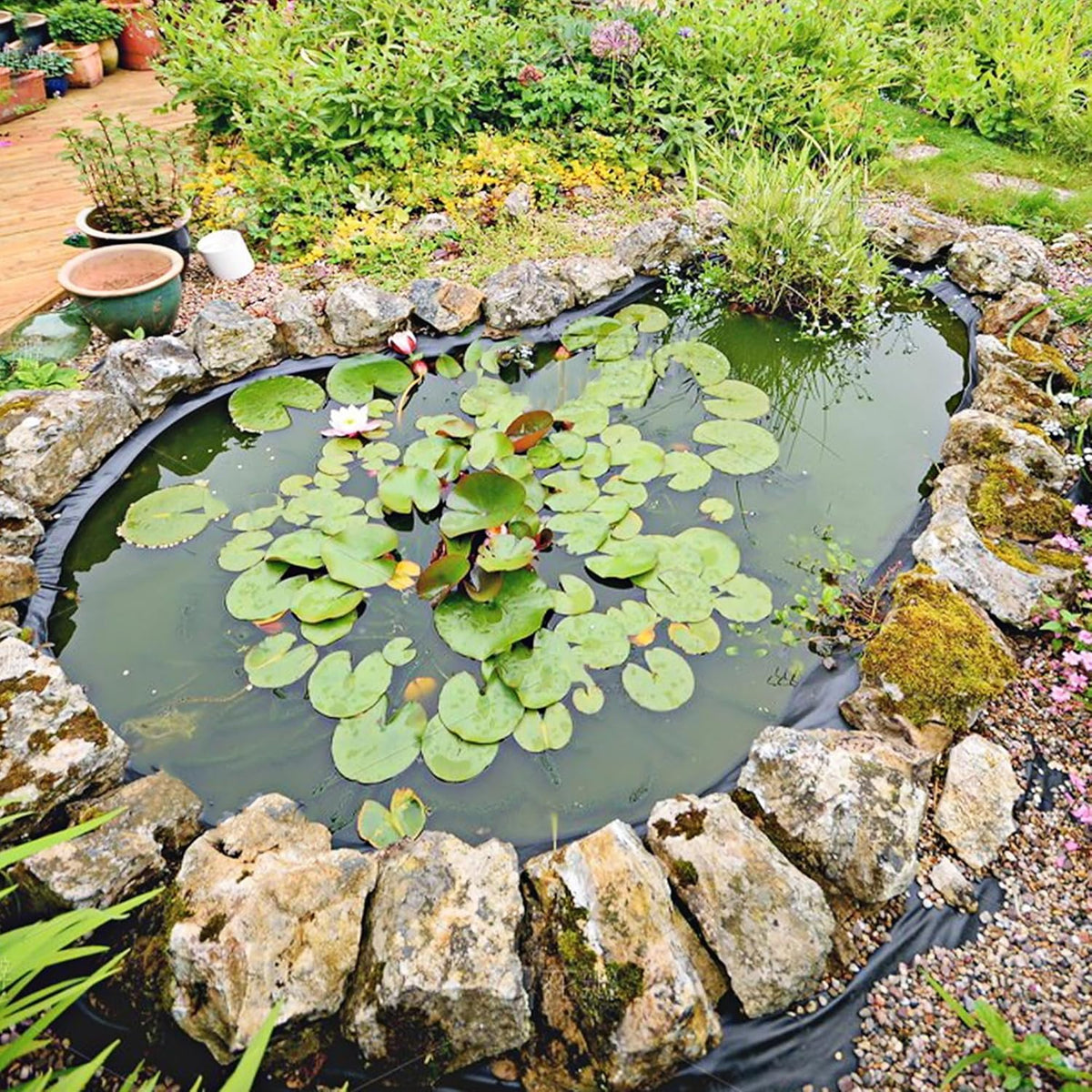 14 x 14 FT Pond Liner, 20 Mil HDPE Pond Liners for Outdoor Ponds