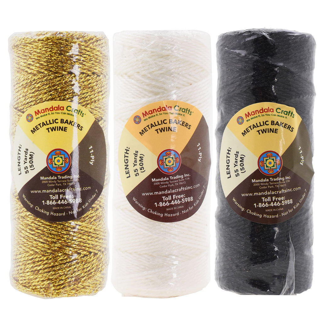 Black White Gold Gift String, Metallic Baker's Twine