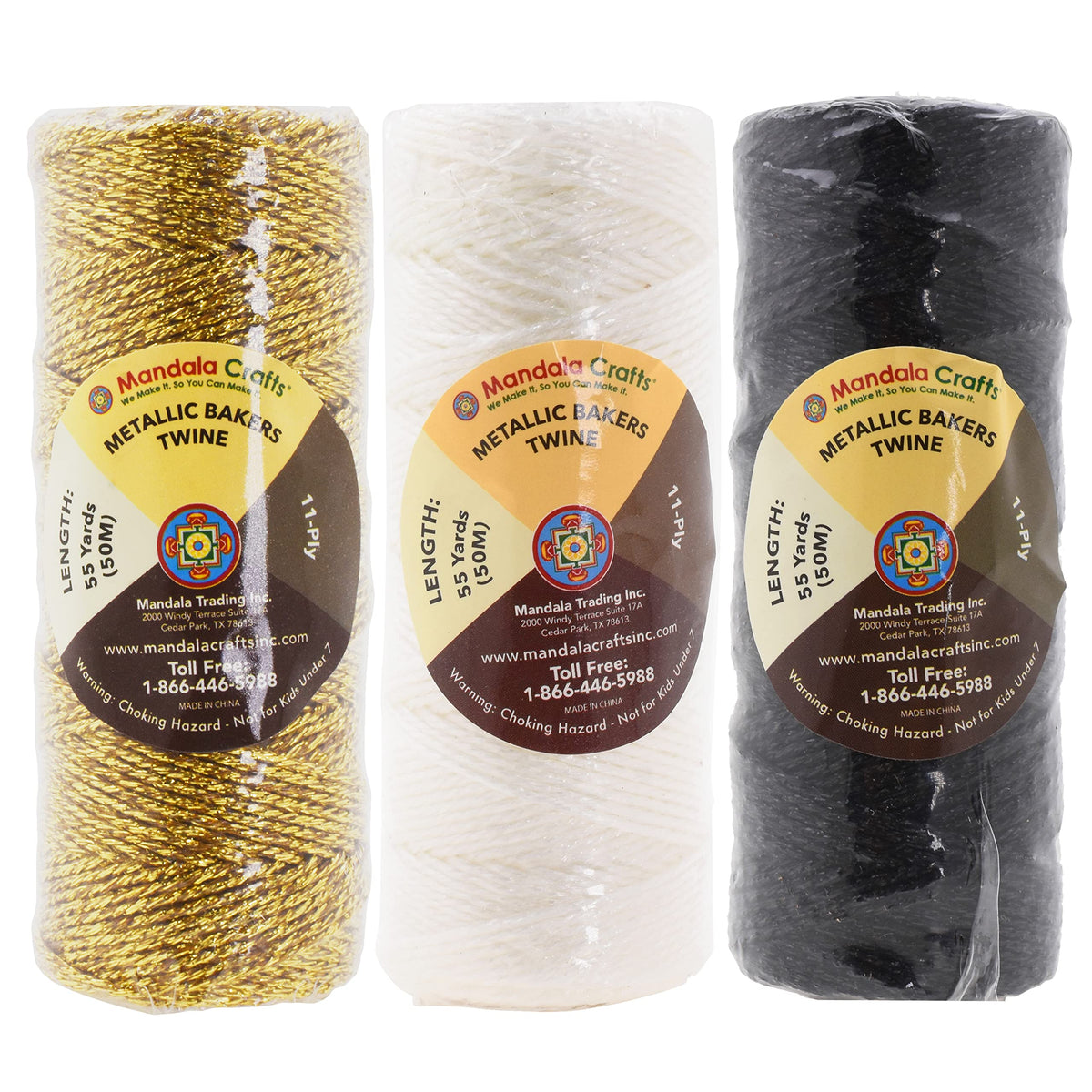 Black White Gold Gift String, Metallic Baker's Twine