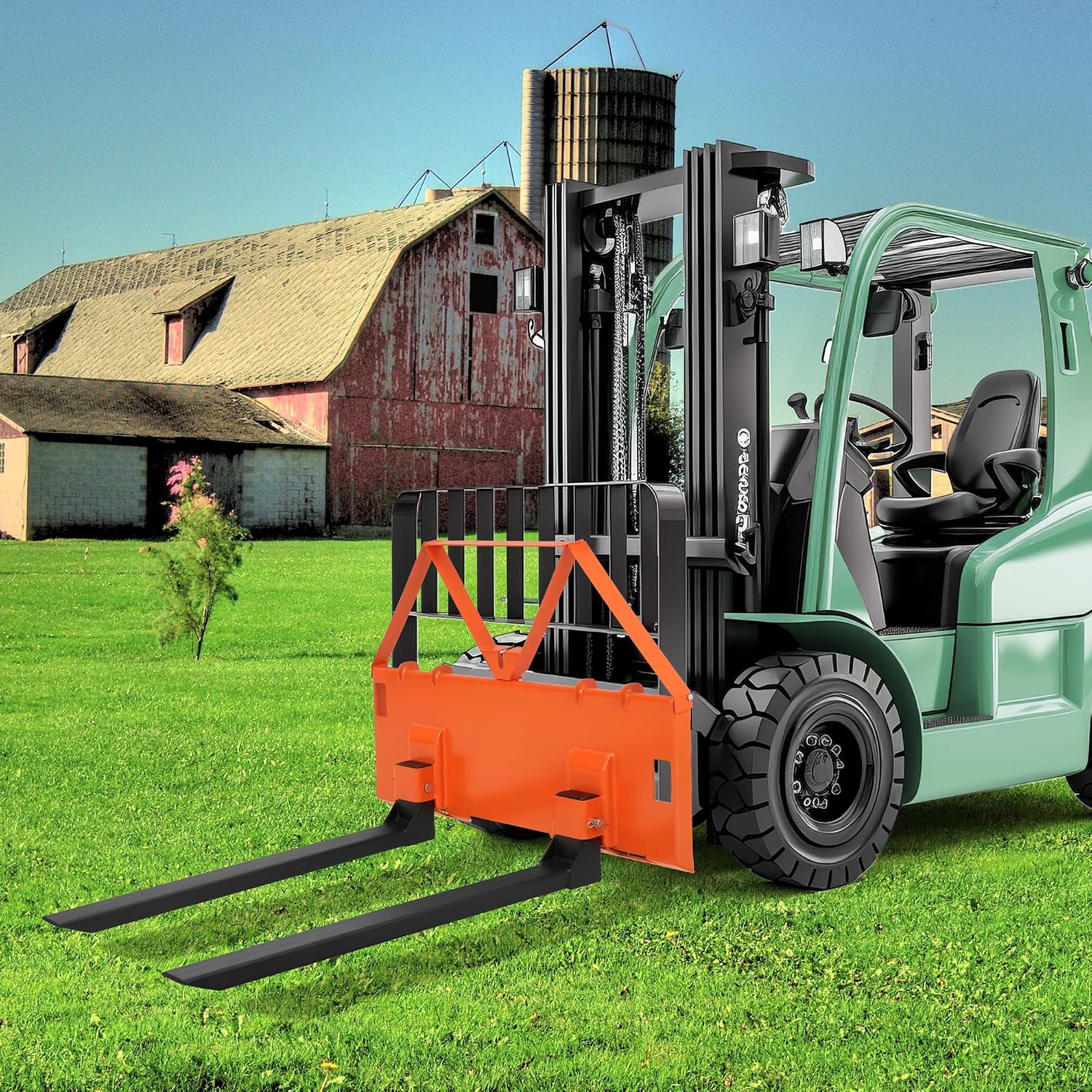 46 Inch Skid Steer Pallet Forks, 3200 Lbs Capacity Quick Attach Pallet Forks for Tractor Loader, Universal Skid Steer