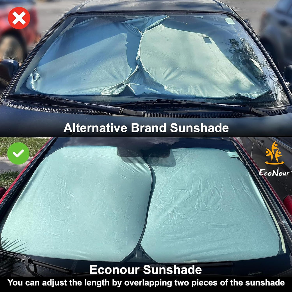 2 Piece Foldable Car Windshield Sun Shade – UV & Heat Protection, Interior Cooling, Durable Upgraded Design, Easy