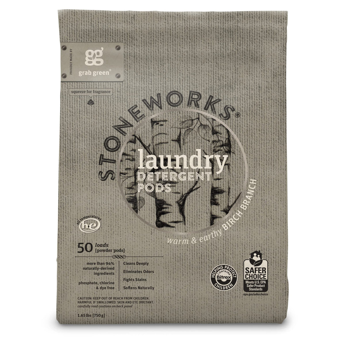 Stoneworks Laundry Detergent Pods, 50 Loads, Birch Branch