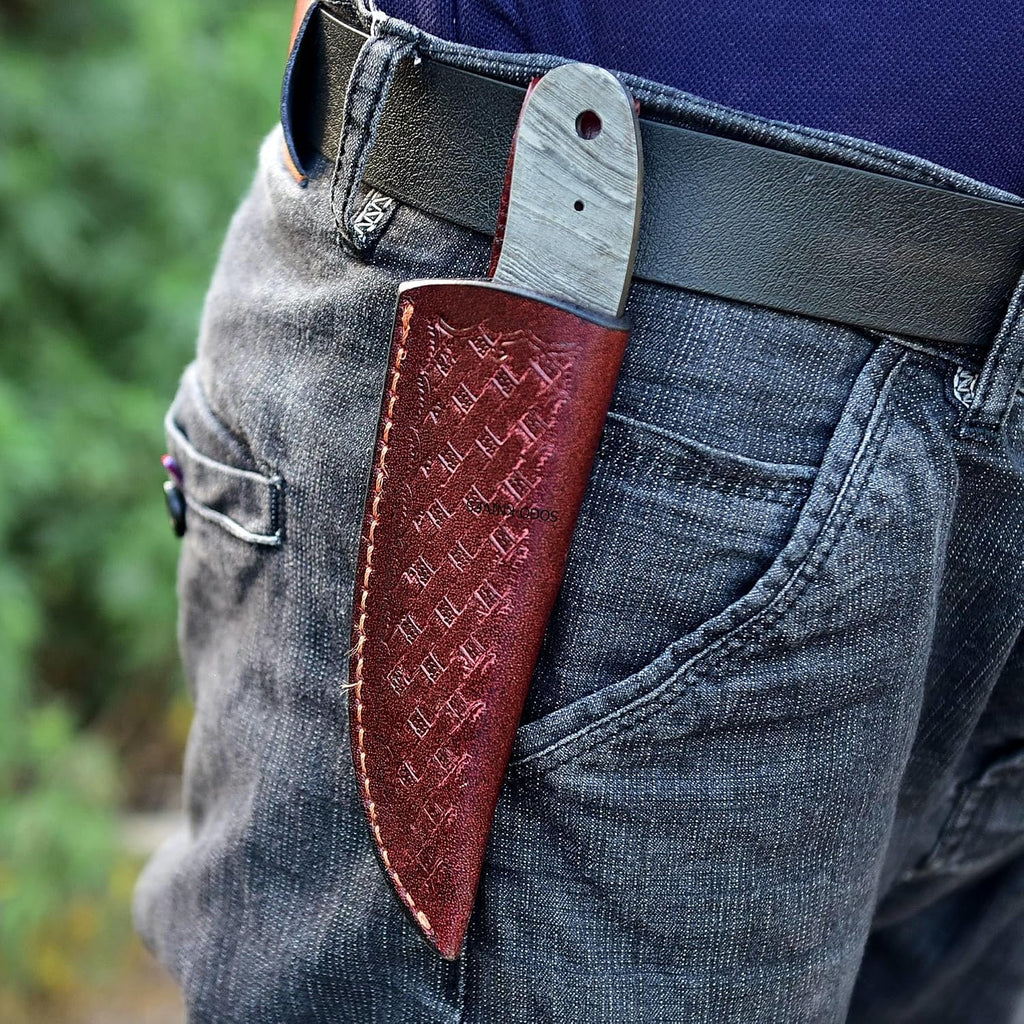 7'' Damascus Knife Making Kit DIY Handmade Knife Kit Includes Knife Blank Knife Steel Blade, Pins, Knife with Sheath