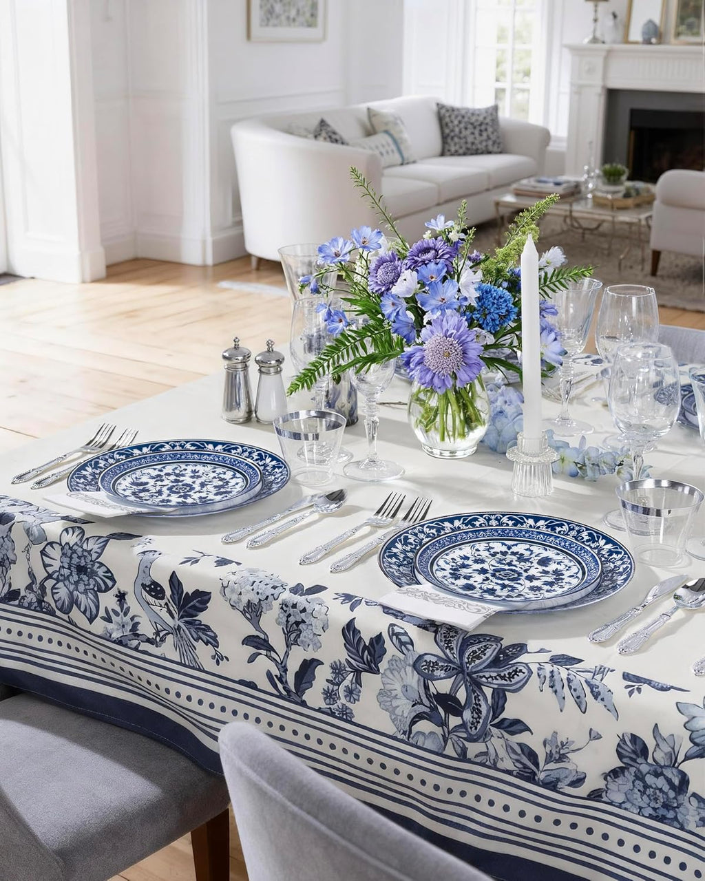 Blue Plastic Plates, Fancy Disposable Pates, 60 Pcs for 30 Guests
