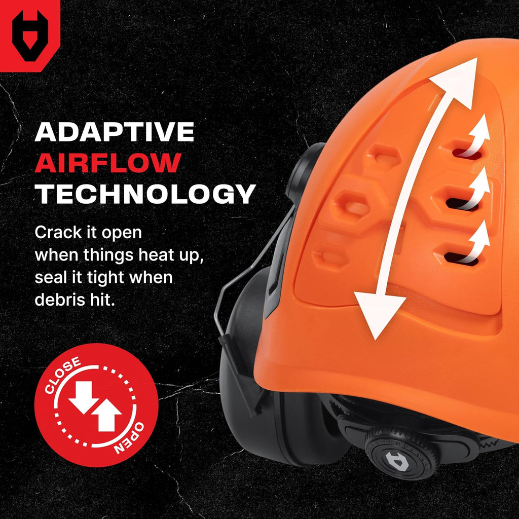 ANSI Z89.1 Rated Arborist Helmet — Chainsaw Helmet with Face Shield and Ear Muffs — Adjustable Hard Hat with Adaptive