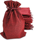 50 Red Burlap Gift Bags With Drawstring, 7x10 Inch Pack