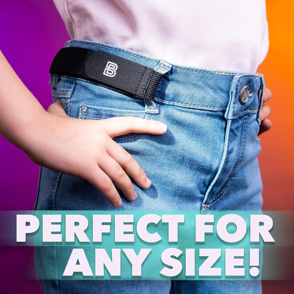 For Kids No Buckle Elastic Belt — 3 Pack (S, M, L) — Fits 1 Inch Belt Loops, Comfortable and Easy To Use