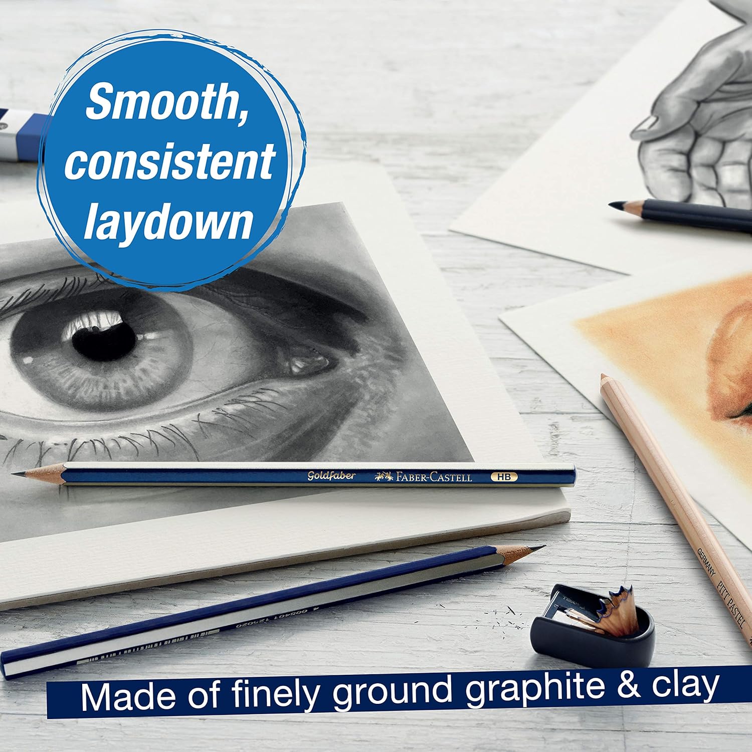 Graphite Sketch Pencil Set - 6 Graphite Pencils (2H, HB, B, 2B, 4B, 6B), Drawing Pencils and Sketching Supplies