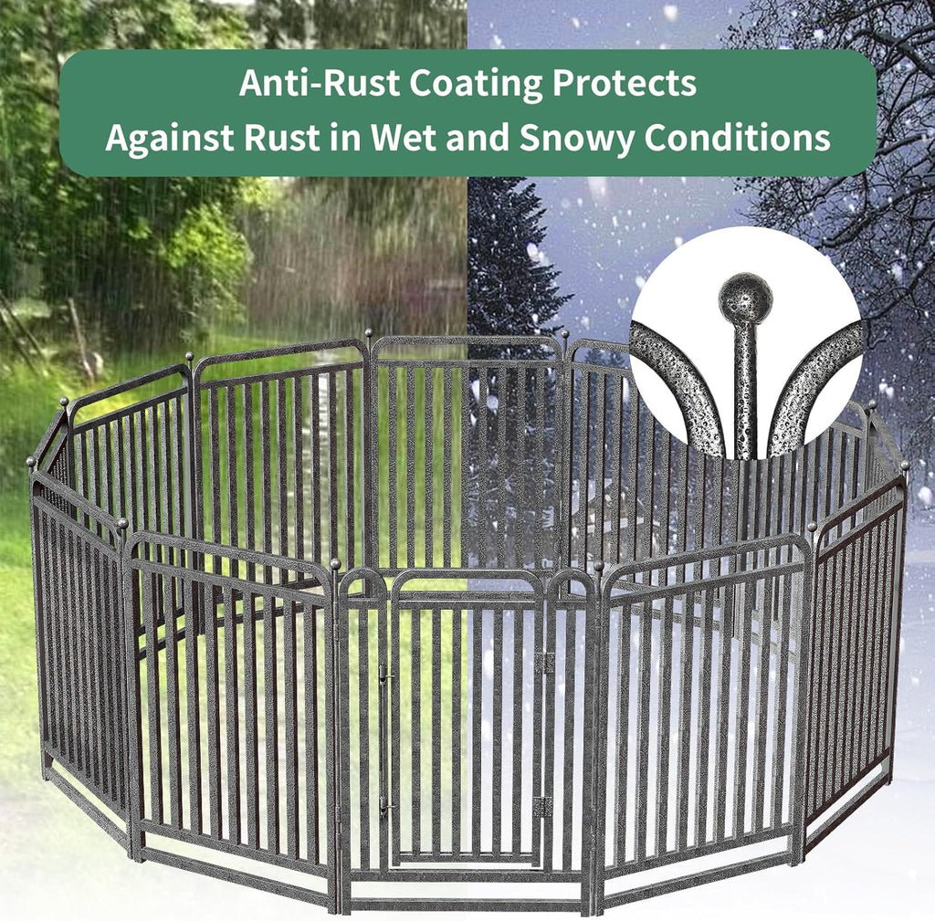 40 Inch Dog Playpen Outdoor, 8 Panels Puppy Playpen Heavy Duty Dog Play Pen Indoors, Rust Resistant Dog Pen for