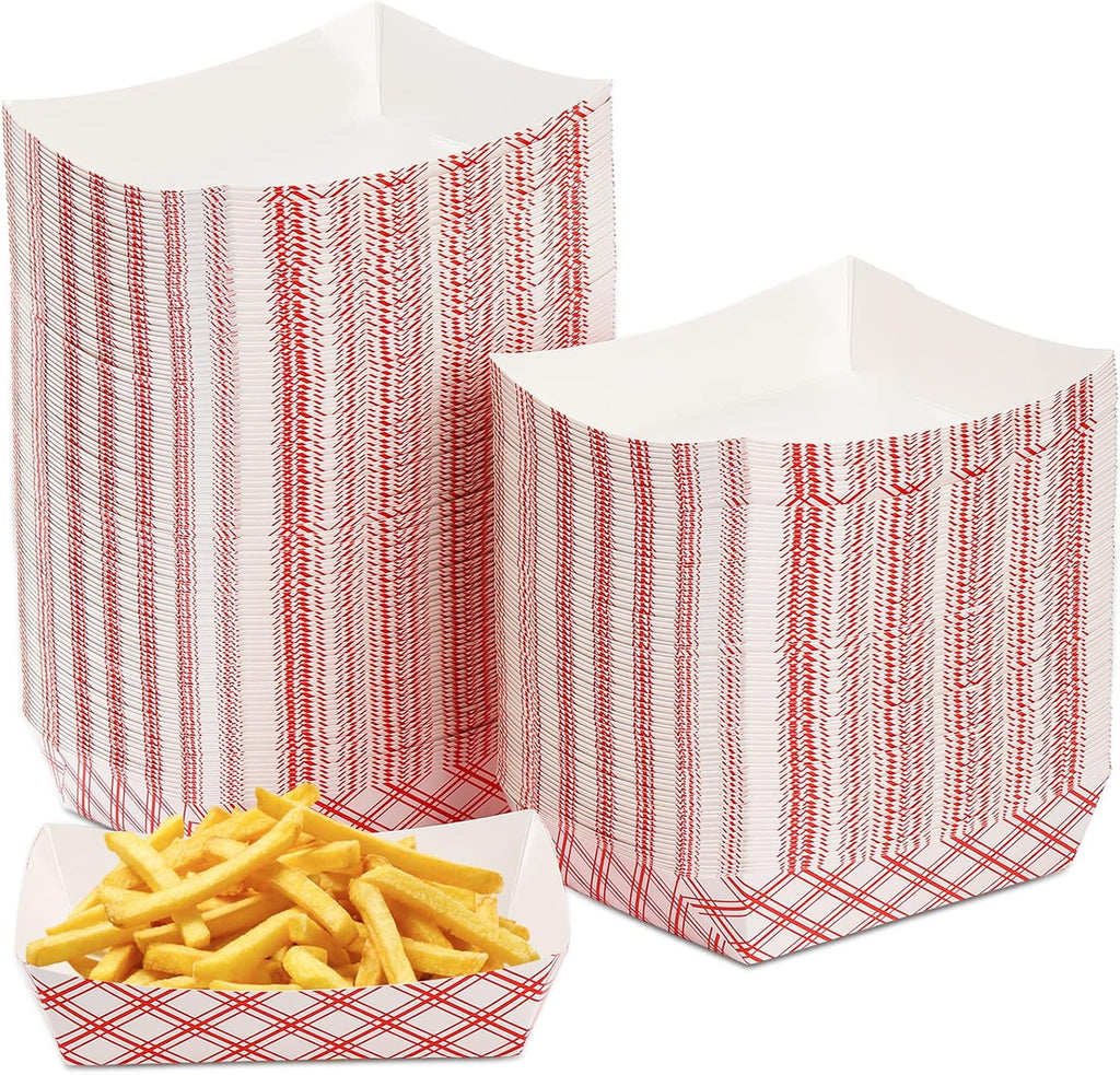 200 Pack 2 lb Capacity Disposable Paper Food Tray, Grease Resistant, Coated Paperboard Basket for Fries, Hot Corn