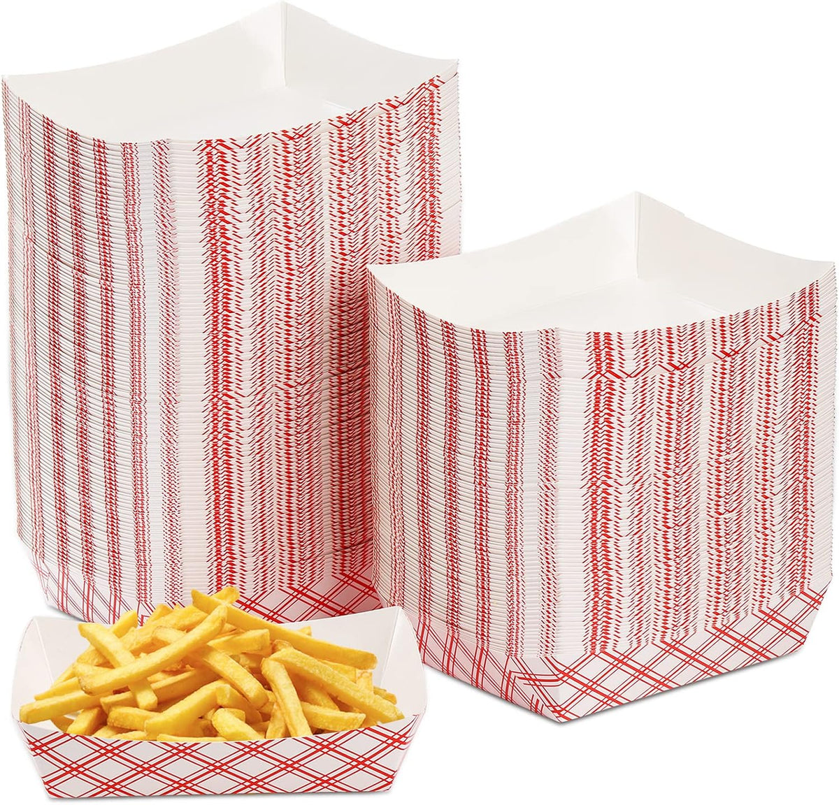 200 Pack 2 lb Capacity Disposable Paper Food Tray, Grease Resistant, Coated Paperboard Basket for Fries, Hot Corn