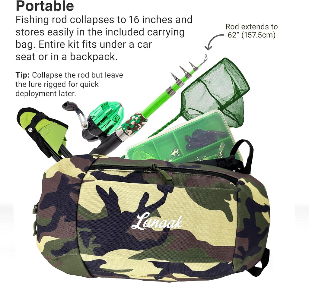 Kids - Toddler Fishing Pole & Tackle Box, Beginner Combo kit, for Ages 5-12