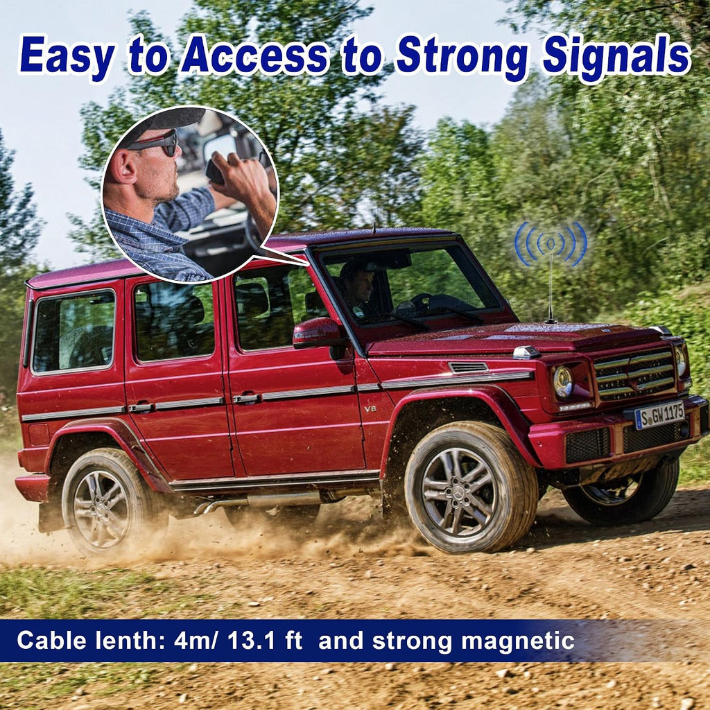 Vehicle Car Mobile Ham Radio GMRS Soft Whip Antenna, UHF VHF 136-174MHz 400-470MHz 2meter 70CM Magnetic Base Mount