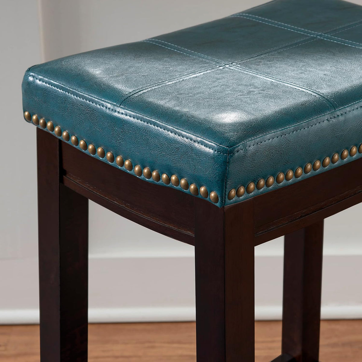 Carson Blue Backless Counter Stool, Brown