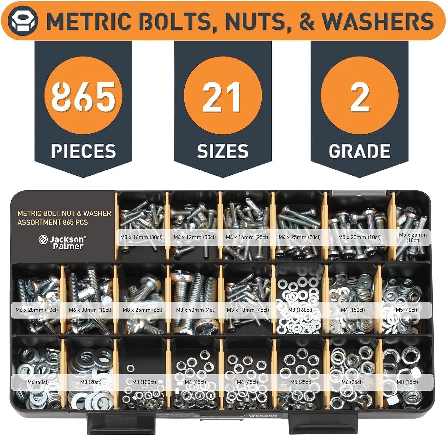 2251 Piece Hardware Assortment Kit with Screws, Nuts, Bolts & Washers (3 Trays)…