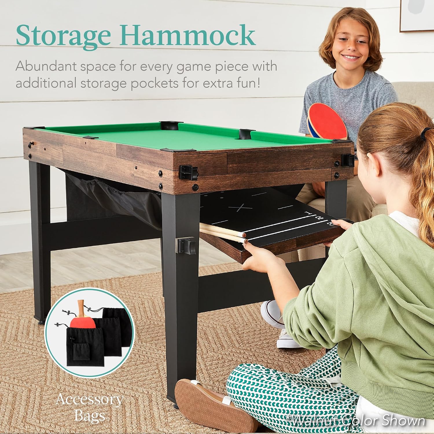 Combo Game Table Set for Home, Game Room, Friends & Family w/Ping Pong, Foosball, Basketball, Air Hockey, Archery