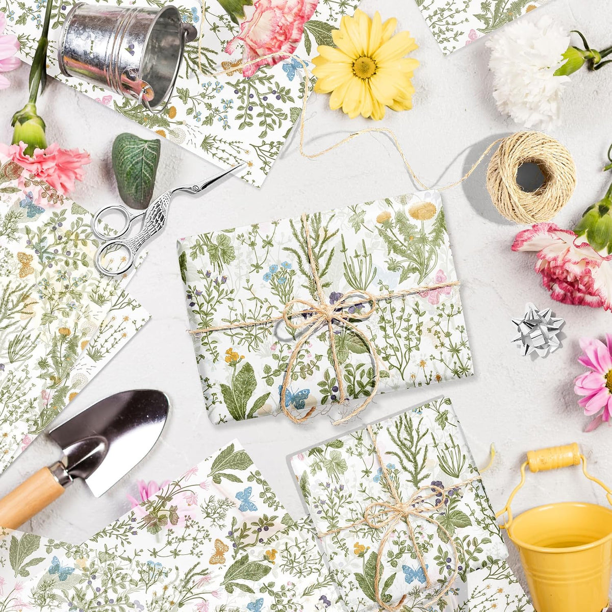 50 Sheets Vintage Wildflower Tissue Paper - 20x28 Inch Wild Floral Art Tissue Spring Wrapping Paper with Delicate
