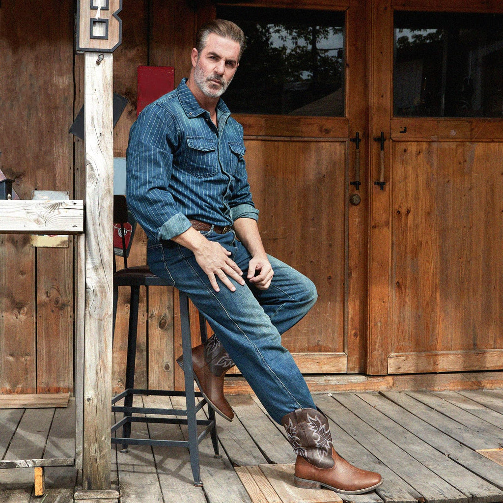 Cowboy Boots for Men Western Boots Square Toe