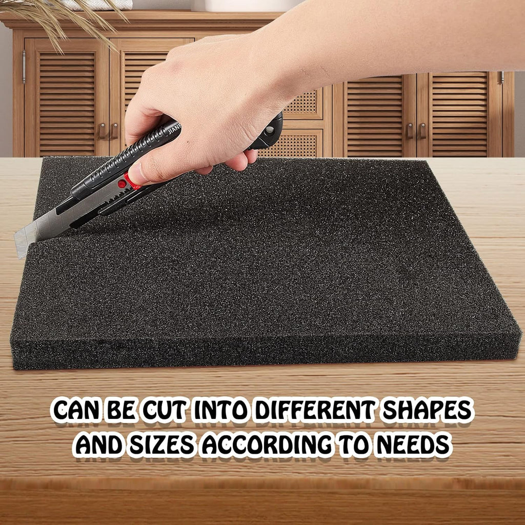 1 Pack Upholstery Foam Sheet, 1/2" X 24" X 72", Black