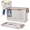 Collapsible Laundry Baskets, 60L 2 Pack LUXE, 55 lb, Cream